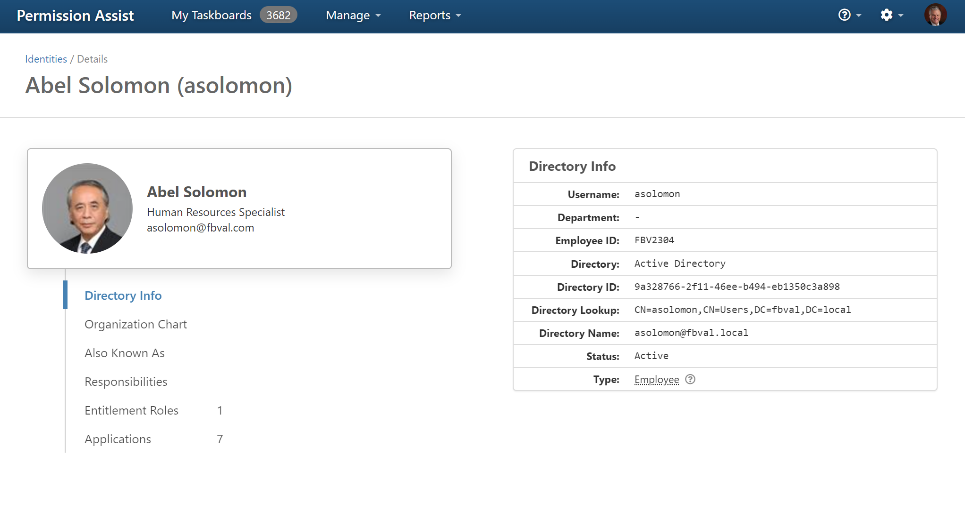Directory Info page